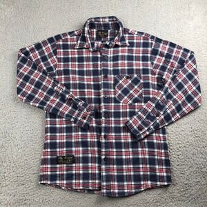 The Vermont Flannel Co Shirt Mens M Navy Red Plaid Button Down Long Sleeve USA